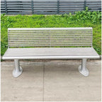 Benches, Garden Outdoor Backrest Benche, Stainless Steel Seating, Patio Leisure Chair(200cm)