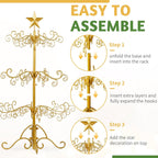 Karl home Metal Ornament Display Tree Stand, 3ft Wrought Iron Christmas Tree for Halloween Christmas Balls Bauble Decorations Gift Craft(Yellow)