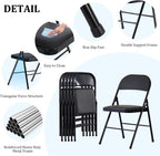 Folding Chairs 6 Pack Black with Padded Seats, 350-LBS Heavy Duty Metal Frame, Portable Design for Home Use, Party Events Outside, No Assembly Required