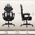 GTPLAYER Computer Chair with Adjustable Footrest, Ergonomic Gaming Chair with Headrest and Lumbar Support, Breathable Mesh Office Chair for Adults, High Back Reclining Desk Chair for Gaming and Office