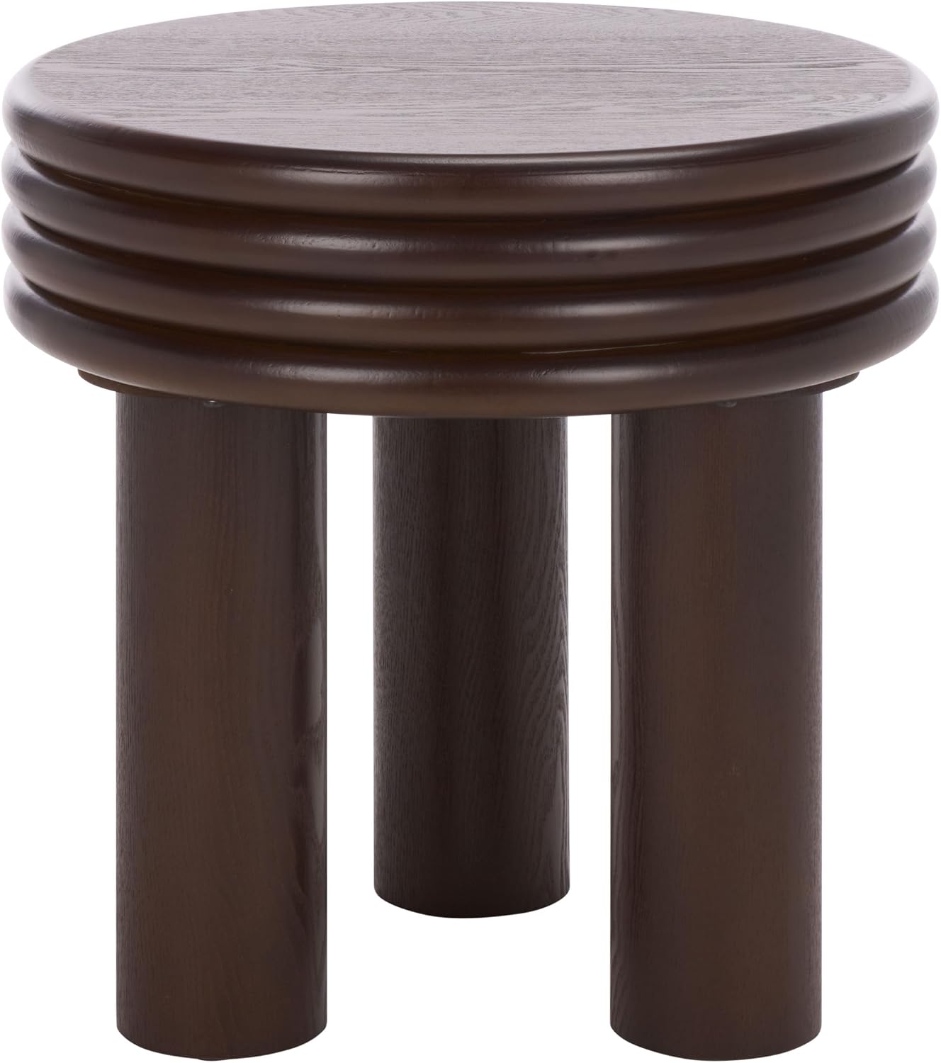 SAFAVIEH Home Collection – Ohana Dark Brown Accent Table, Sculptural Round Side Table, Modern Pedestal Design (ACC2327A)