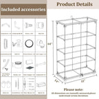 BEAUTYPEAK Tempered Glass Display Cabinet, 4-Tier Curio Cabinet with Glass Doors and Lock, Glass Display Case for Collectibles, for Living Room, Double Door, Black