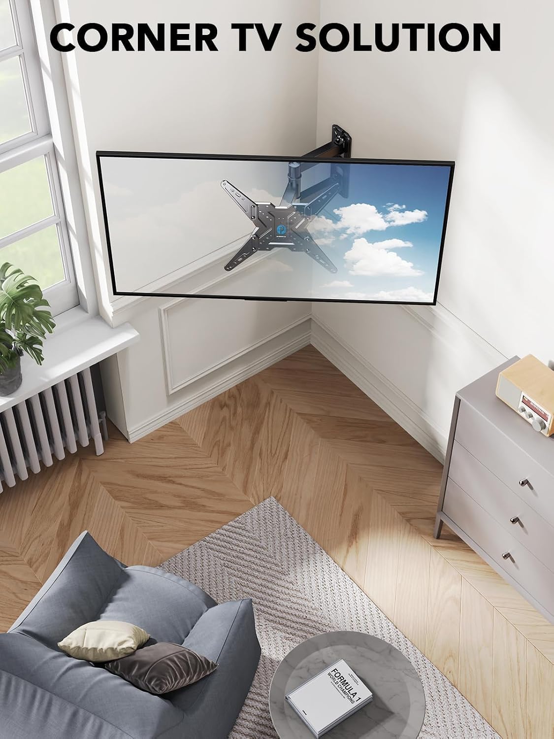 Pipishell TV Wall Mount for Most 26 32 50 55-60 inch TVs, Full Motion TV Mount with Swivel, Tilt & Extension, Single Stud Wall Mount Bracket Holds up to 77 lbs, Max VESA 400x400mm, PIMF11