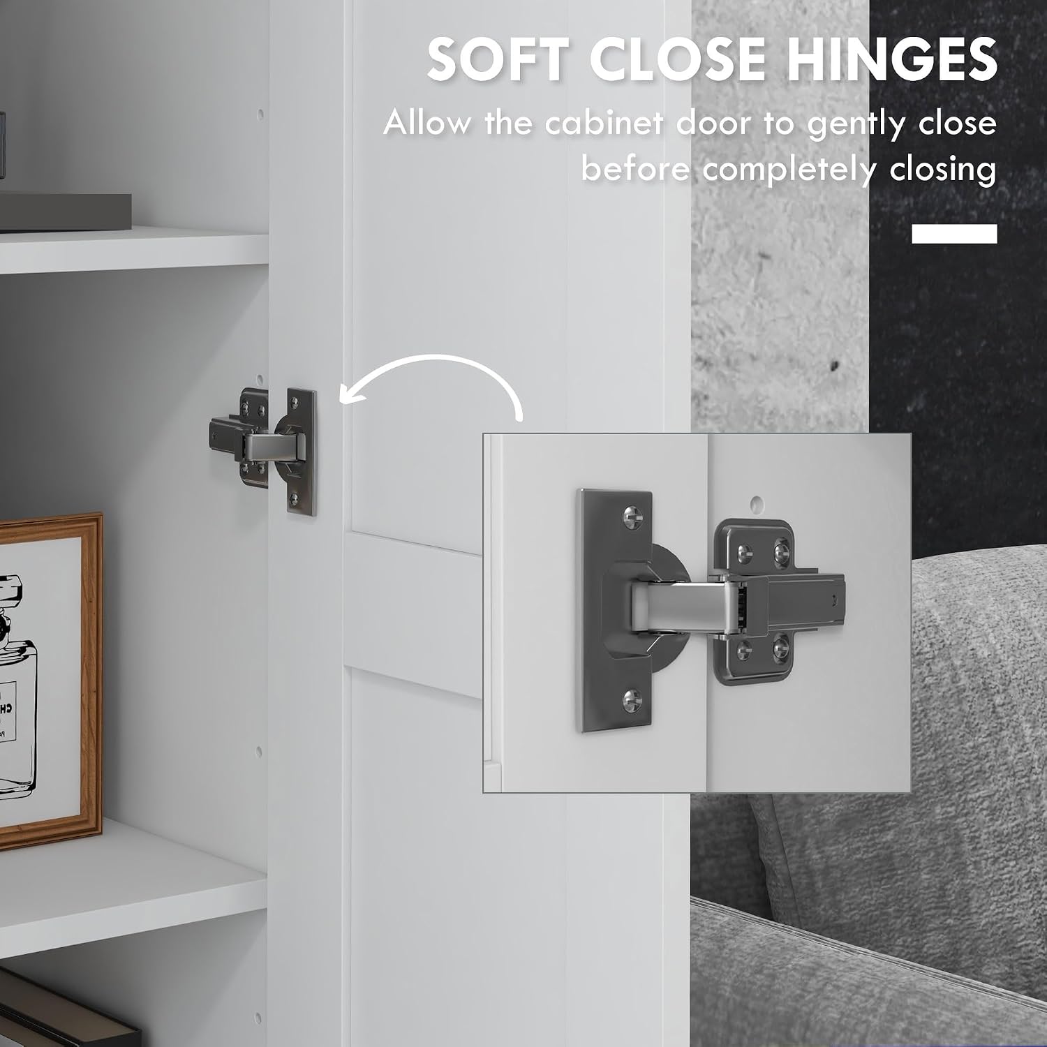 Tall Storage Cabinet with Movable Storage Shelves, Modern Style Pantry Cupboard Cabinet with Soft Close Doors,for Kitchen Home