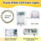 4-Pack Fairy Lights Battery Operated with Timer, 16FT 50 LED String Lights Indoor Outdoor, Cuttable Starry Fairy Lights Waterproof for Home Bedroom Classroom Dorm Wedding Christmas Decor (Warm White)