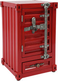 Industrial Wind Bedside Table, End Tables, Container Style Locker Wrought, Iron Bilayer Side Table, Metal Locker Nightstand with Combination Lock for Bedroom, Living Room, Office - Red