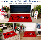 Patriotic 4th of July Doormat Red American Flag Stars,Independence Day Home Decor Memorial Day Doormat Anti-Slip Rubbe for Indoor Outdoor Decorations 17x29 Inch