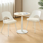LSSBOUGHT Mid Century Modern Dining Chairs,Shell Lounge Plastic Side Chair with Soft Padded and Wooden Legs for Dining Room Living Room Bedroom Kitchen Set of 2 (Beige)
