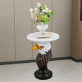 Animal End Tables, Eagle Head Accent Table with Artificial Marble Top, Resin Animal Statue Side Table for Living Room, Bedroom, Man Cave, Home Bar