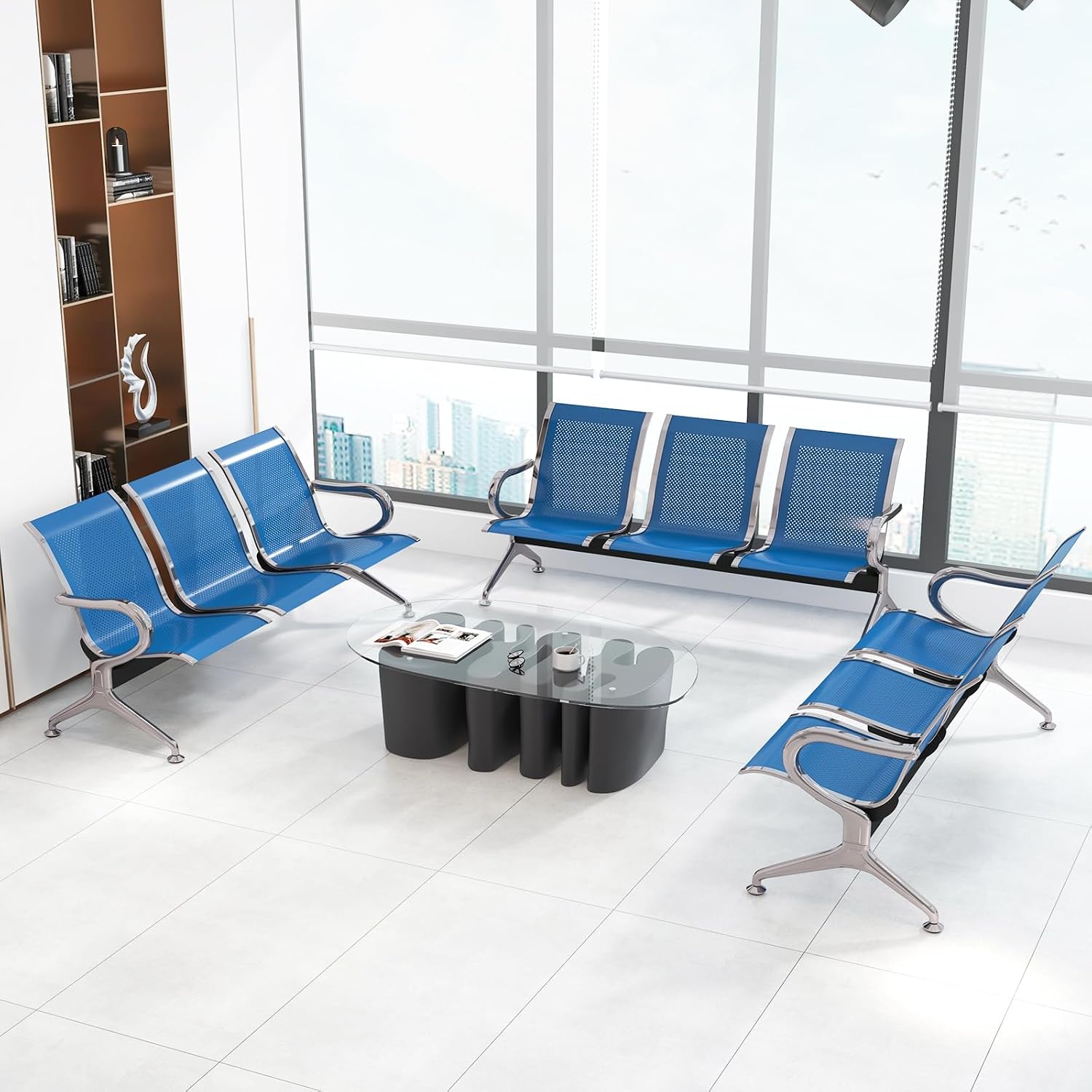 Kinfant Set of 3 Office Chair - 3-Seat Reception Guest Chairs Waiting Room Bench for Airport Hospital Bank Salon Barber Hall Room Conference