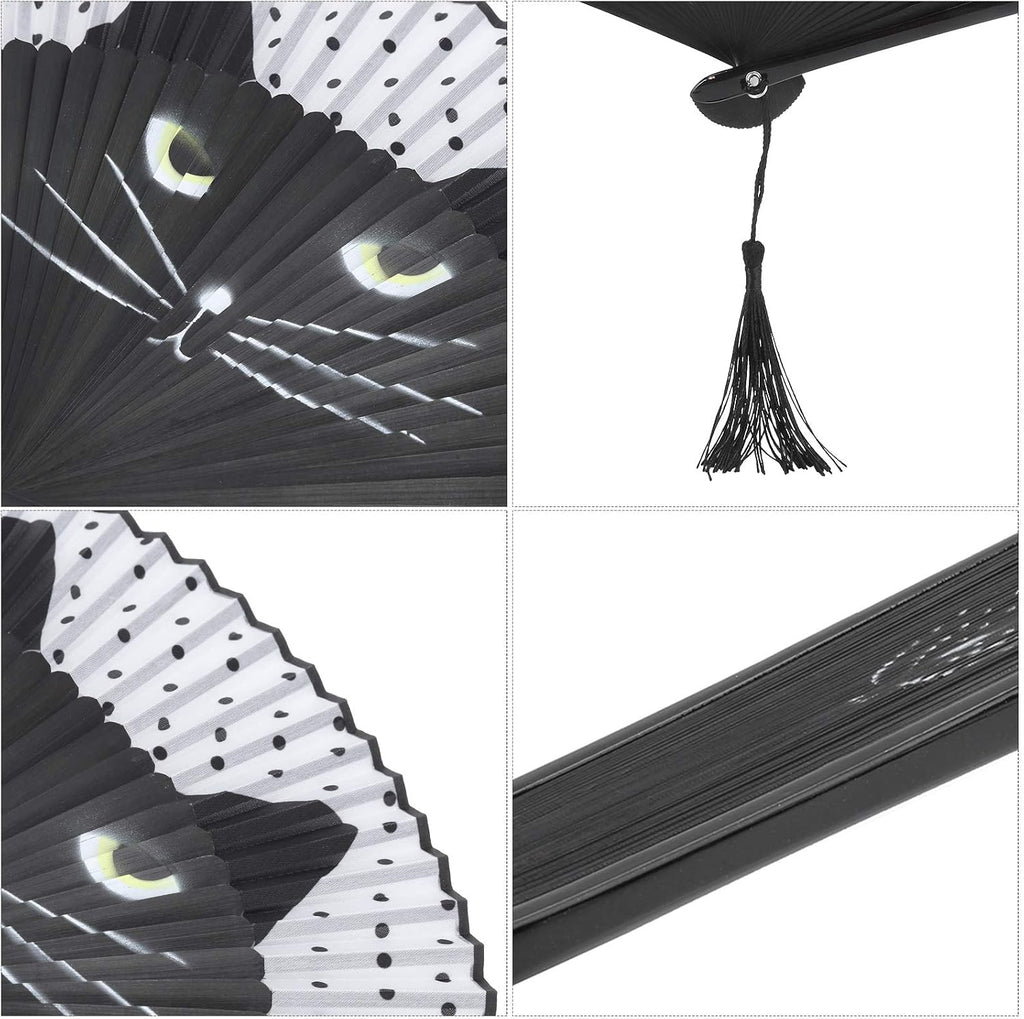 Cat Folding Fan, Japanese Style Hand Held Fan, Portable Cooling Blower with Distinctive Cat Pattern, Ideal for Keeping Cool, Dancing, Weddings, Parties & Gifts