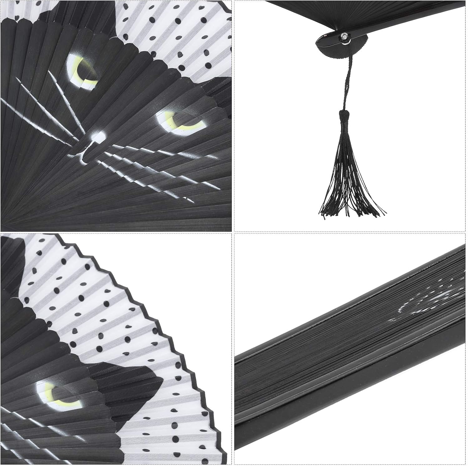 Cat Folding Fan, Japanese Style Hand Held Fan, Portable Cooling Blower with Distinctive Cat Pattern, Ideal for Keeping Cool, Dancing, Weddings, Parties & Gifts