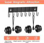 Magnetic Key Holder with 8 Hooks for Fridge Key Hanger Organizer for Wall Mount with 8 Self-Adhesive Sticker No Drilling Required Metal Key Rack for Door, Bathroom, Kitchen,Garage (4, Black)