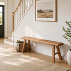 Farmhouse Solid Wooden Narrow Bench Natural Rustic Kitchen Dining Table Skinny Entryway Shoe Benches 47.2/62.9/70.8/78.8 In End of Bed Bench Dining Bench Shoe Bench For Hallway(59x10.2x17.7in)