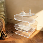 Clear Acrylic Side Table, S-Shaped Minimalist End Table Integrated Accent Tables for Living Room Bedroom No Assembly(S-Shaped, Clear)