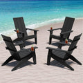 MXIMU Adirondack Chairs Set of 4 Outdoor: 450lb Capacity&33in Tall Backrest Oversized Modern Adirondack Chairs - Comfortable All-Weather Fire Pit Chair - Easy Assembly True Wood Grain Lawn Chair