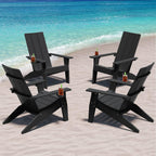 MXIMU Adirondack Chairs Set of 4 Outdoor: 450lb Capacity&33in Tall Backrest Oversized Modern Adirondack Chairs - Comfortable All-Weather Fire Pit Chair - Easy Assembly True Wood Grain Lawn Chair