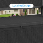 AmaVins 70 Gallon Outdoor Storage Bench Deck Box, Waterproof Lockable with Rattan-Woven Look, Outdoor Storage Furniture for Patio, Garden, Porch (Black)