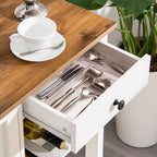 4 EVER WINNER Rolling Kitchen Island with Storage, Farmhouse Kitchen Cart with Drawer and Door, Wine Rack and Adjustable Shelf, Microwave Cart for Kitchen, Dining Room, White