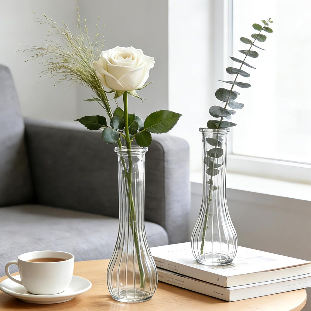 Glass Vases for Centerpieces, 12 Pack Clear Flower Vases for Wedding Decorations and Indoor Home Decor, Hurricane Candle Holder for Table Shelf, Party