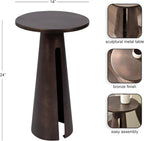 Kate and Laurel Picard Modern Metal Round Side Table, 14 x 14 x 24, Bronze, Sculptural Circle End Table for Use as Unique Bedroom Nightstand or Pedestal Martini Table
