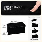PINPLUS Velvet Storage Ottoman Bench with Foot Rest, Large Long Folding Shoes Stool, Sturdy Space-Saving Furniture for Bedroom Living Room, Black, 30"x15"x15"
