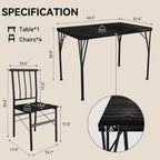 5-Piece Dining Table Set for 4, Kitchen Table Set with 1.6" Thick Tabletop,Space-Saving Rectangular Dining Room Kitchen Table Chair Set for Small Space,Dinette,Apartment,Rustic Black