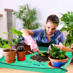 Plant Repotting Mat for Garden, 2 Pcs Waterproof Potting Mat Foldable Indoor Plant Mats Portable Square Gardening Mat Potting Tray with 6 Pcs Mini Garden Tools Set for Plant Lovers Gardening Gifts