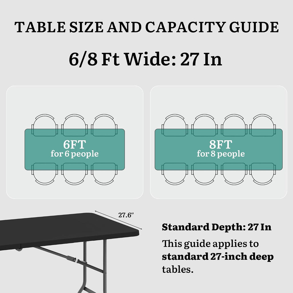 YITAHOME 2-Pack Heavy-Duty 6ft Folding Tables with Handle, Portable Black Plastic Fold-Up Tables for Camping, Picnics, Parties & Events