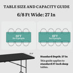 YITAHOME 2-Pack Heavy-Duty 6ft Folding Tables with Handle, Portable Black Plastic Fold-Up Tables for Camping, Picnics, Parties & Events