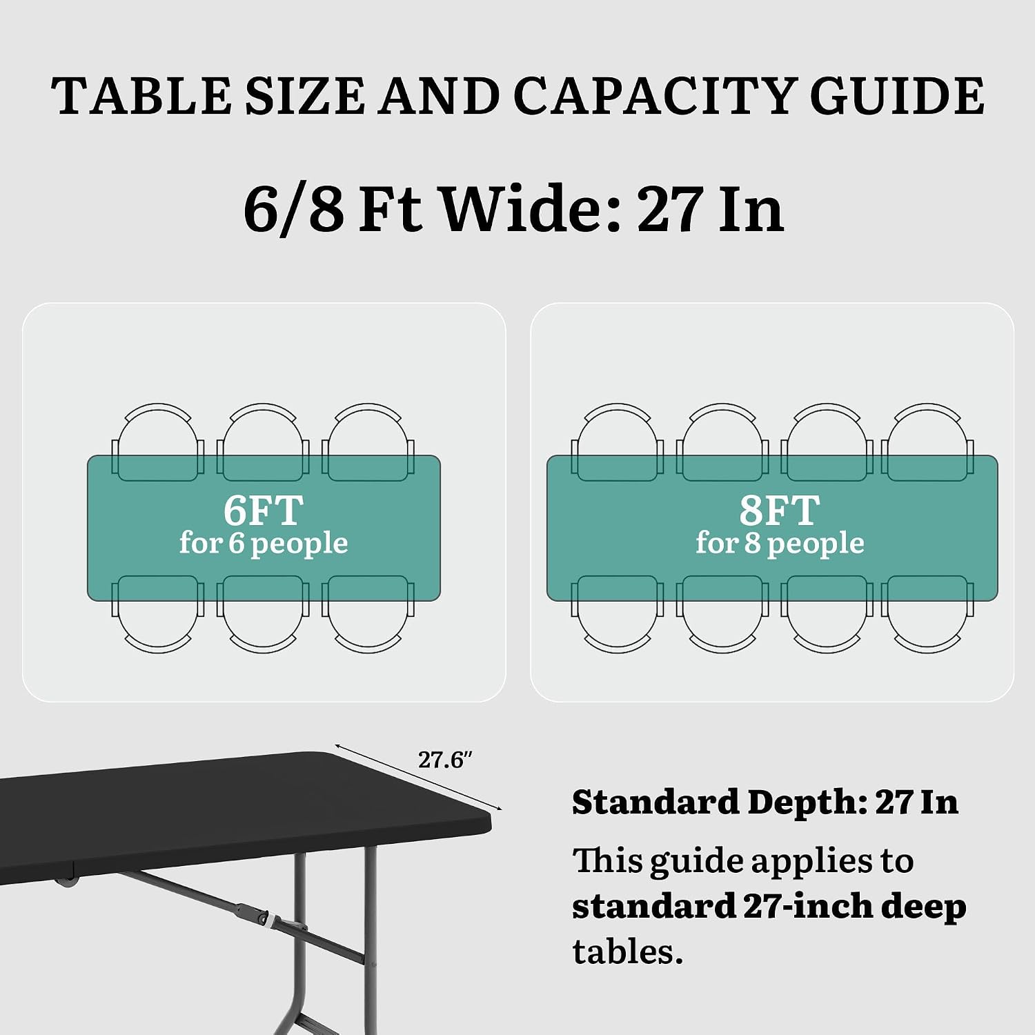 YITAHOME 2-Pack Heavy-Duty 6ft Folding Tables with Handle, Portable Black Plastic Fold-Up Tables for Camping, Picnics, Parties & Events