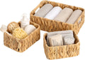 GRANNY SAYS Small Wicker Baskets for Shelves 3 Pack, Wicker Storage Baskets with Handles, Water Hyacinth Woven Basket for Organizing Counter, Toilet, Pantry, Living Room Storage