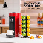 FlagShip Coffee Pod Holder for Nespresso Vertuo Pods Organizer,360 Degrees Revolving Pod Carousel No Assembly Required,Vertuo Pod Stand Black Metal(20 Pods Capacity)