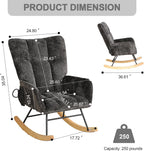 Rocking Chair Nursery with Airbag, Nursery Rocking Reading Chair Indoor, Cozy Upholstered Glider Rocker Chairs with High Backrest for Living Room Bedroom Offices(Chenille, Black)