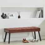 LOULENS Entryway Bench, Modern PU Leather Upholstered Bench with Buttons Tufted for End of Bed, Bedroom, Living Room, Foyer, Hallway, Brown