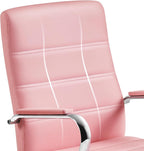 costoffs Mid Back Office Desk Chairs PU Leather Executive Task Chairs Height Adjustable Swivel Chair with Lumbar Support, Pink