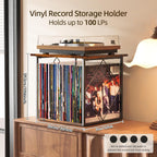 Record Storage Holder for 70-100 Lps, Vinyl Records Holder for Display Albums, Vinyl Record Shelf Crate Organizer, Display Frame for Albums, Magazine, Book, File, for 12" Turntables