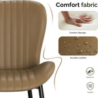 Dining Chairs Set of 2, Modern Upholstered Pu Leather Kitchen Side Chairs Dining Room Chairs Comfy Backrest, Brown