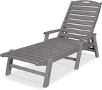 POLYWOOD NCC2280GY Nautical Arms Chaise, Slate Grey & AD4030GY Classic Outdoor Adirondack Chair, Slate Grey