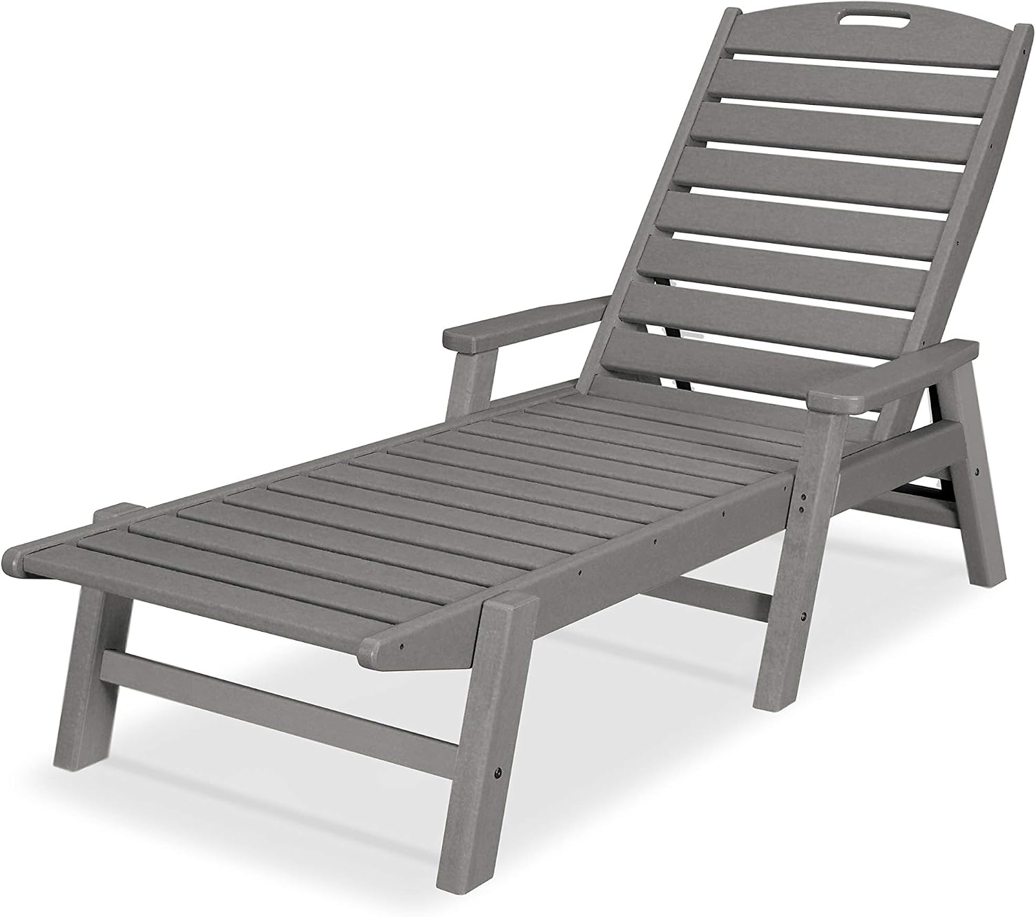 POLYWOOD NCC2280GY Nautical Arms Chaise, Slate Grey & AD4030GY Classic Outdoor Adirondack Chair, Slate Grey