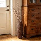 Hosley 20” Woven Floor Vase – Natural Wood & Grass Tall Decorative Vase for Pampas, Living Room, Entryway & Home Décor