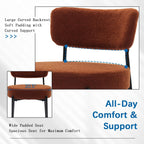 Boucle Dining Chairs Set of 4, Brown Mid Century Modern Kitchen Dining Room Chairs with Curved Backrest and Metal Frame, Round Upholstered Dining Chairs for Kitchen, Living Room
