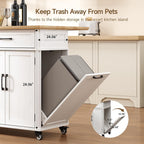 ONBRILL 55'' Kitchen Island with Storage and Solid Rubberwood Top, Kitchen Storage Island on Wheels with 2 Drawers, Rolling Island Table with Adjustable Shelves for Dining Room& Kitchen, Off White