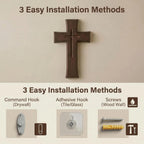 YOYAI Wooden Cross Wall Decor, Handcrafted Christian Cross 9.96”, Solid Wood Religious Wall Hanging, Faith Home Decor for Prayer Room, Baptism Gift, Easter & Christmas