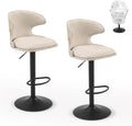 Furnimart Outdoor Bar Stools Set of 2, 360° Swivel Patio Bar Chairs with Adjustable Height & Waterproof Cover, PU Seat & Textilene Mesh Back, Counter & Bar Height Stools for Backyard, Balcony, Beige