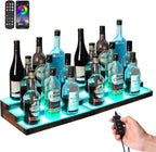 2-Pack 16‘’ LED Lighted Liquor Display, 3-Tier 32Inch Total Bar Shelves for Liquor Bottle, Illuminated Home Bar Shelf with RF & App Control, 7 Colors, Music Sync& 1-4H Timming, Light-Up Whiskey Rack
