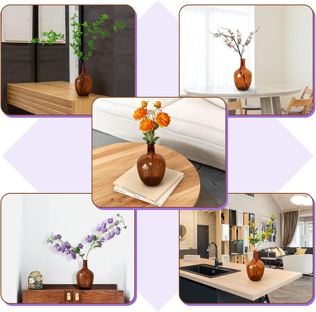 Bfttlity Clear Glass Vase Tall Farmhouse Vase for Branches Glass Vases for Centerpieces in Home Decoration (S-Amber)