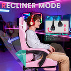 Gaming Chair Office Chair Desk Chair with Footrest Lumbar Support Headrest Armrest Task Rolling Swivel Ergonomic E-Sports Adjustable PC Gamer Chair(Pink)