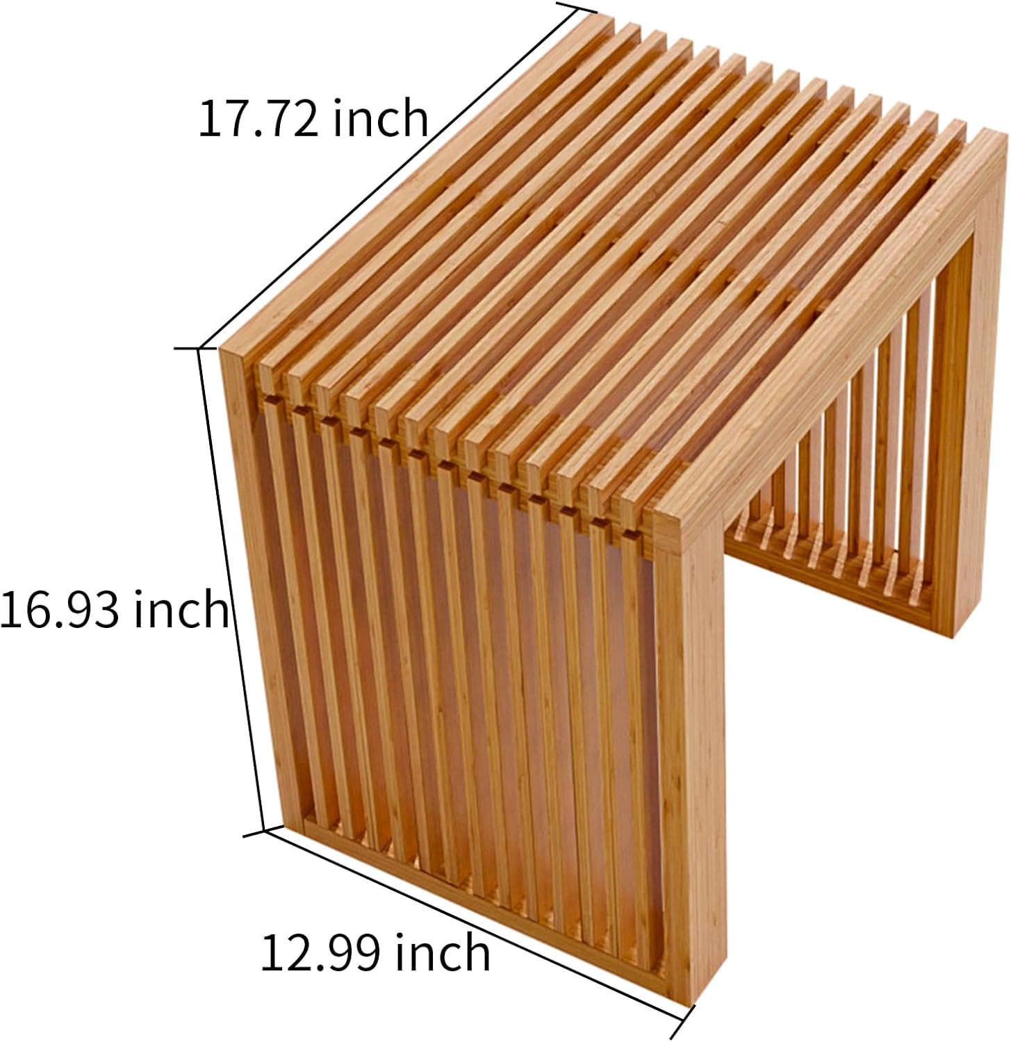 APRTAT Bamboo Dining Bench Indoor Small Bench Entryway Shoe Rack Bench,Outdoor Modern Wood Benches 17 Inch for Living Room Hallway Bedroom Bathroom Nature Small