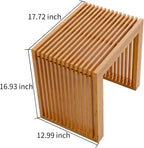 APRTAT Bamboo Dining Bench Indoor Small Bench Entryway Shoe Rack Bench,Outdoor Modern Wood Benches 17 Inch for Living Room Hallway Bedroom Bathroom Nature Small